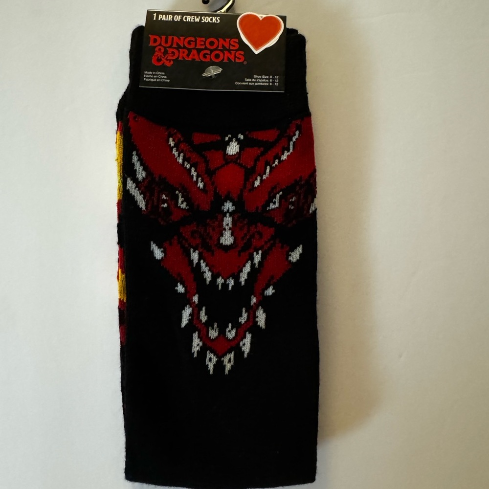 Dungeons & Dragons Black and Red Crew Socks